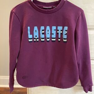 Lacoste Maroon Crewneck with Blue Accents